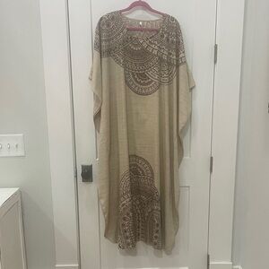 Elegant Beige and Brown One Size Mandala Pattern Kaftan